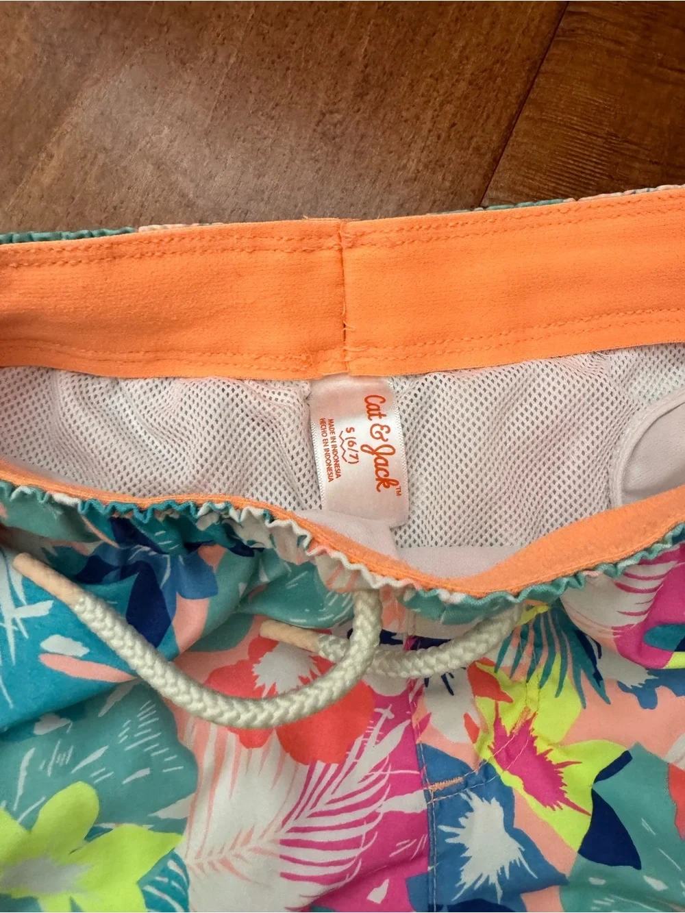 Cat & Jack Neon Tropical Print Swim Shorts - Pink, Teal, Yellow